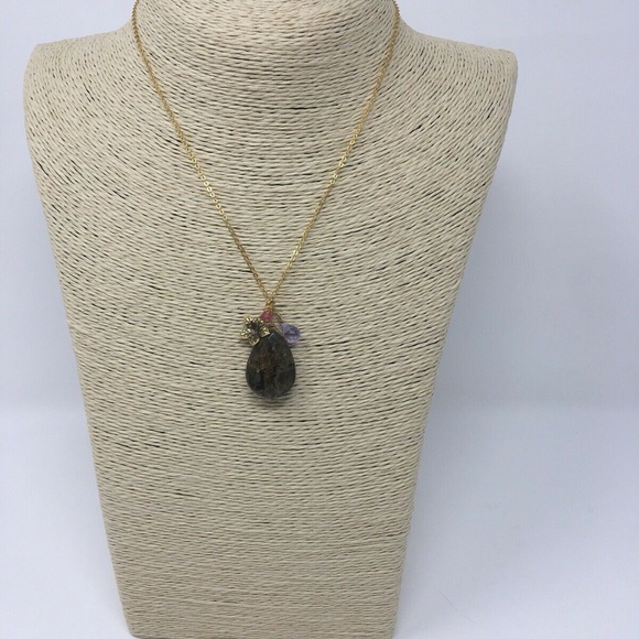 Danielle Stevens 10k Gold Labradorite Necklace NEW - Picture 4 of 5